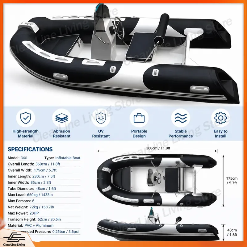 Fishing Boat Fiberglass - Gommone Gonfiabile 3.6M in Vetroresina Hyperion,